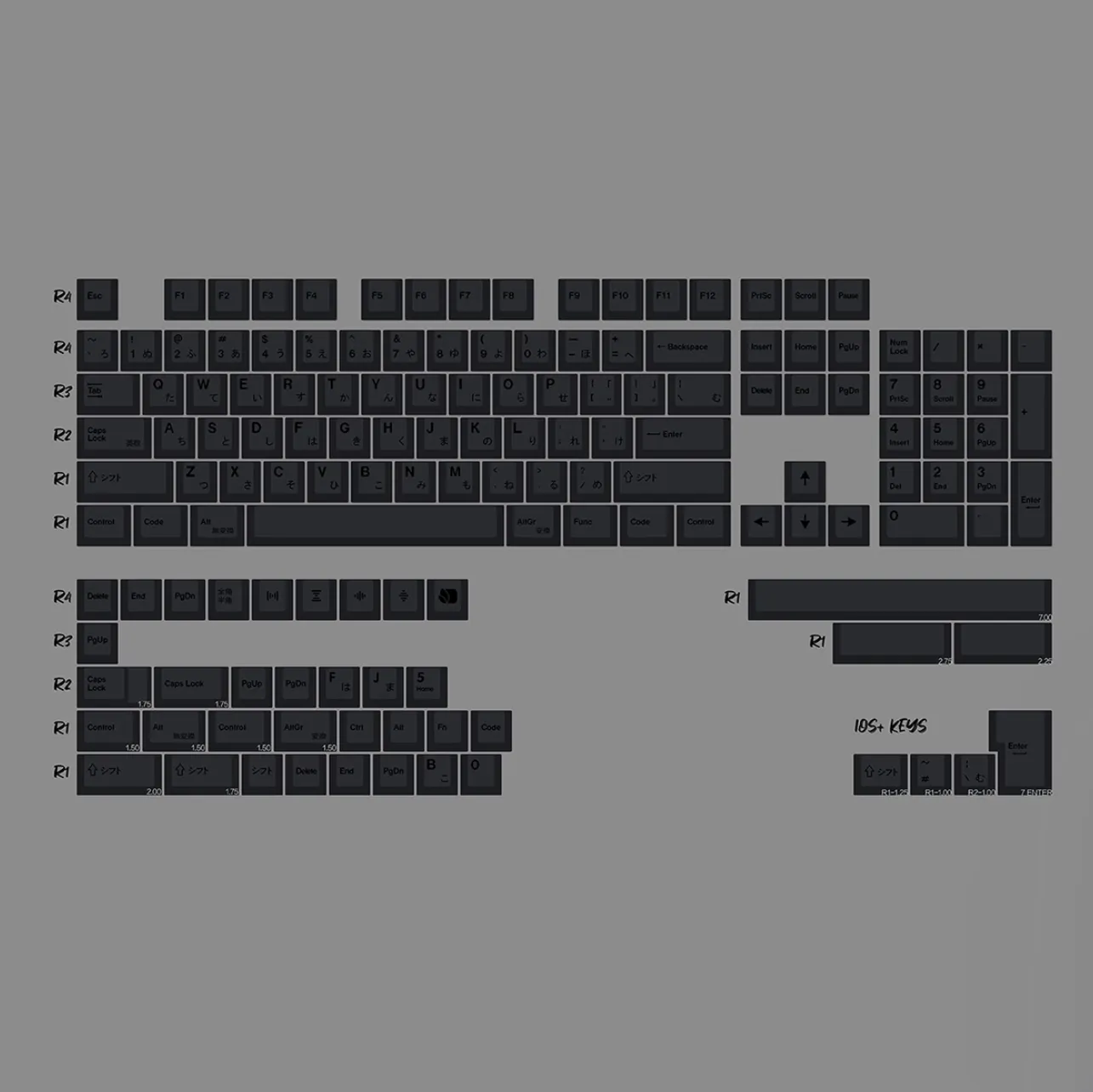 Black on Black Japanese Keycaps
