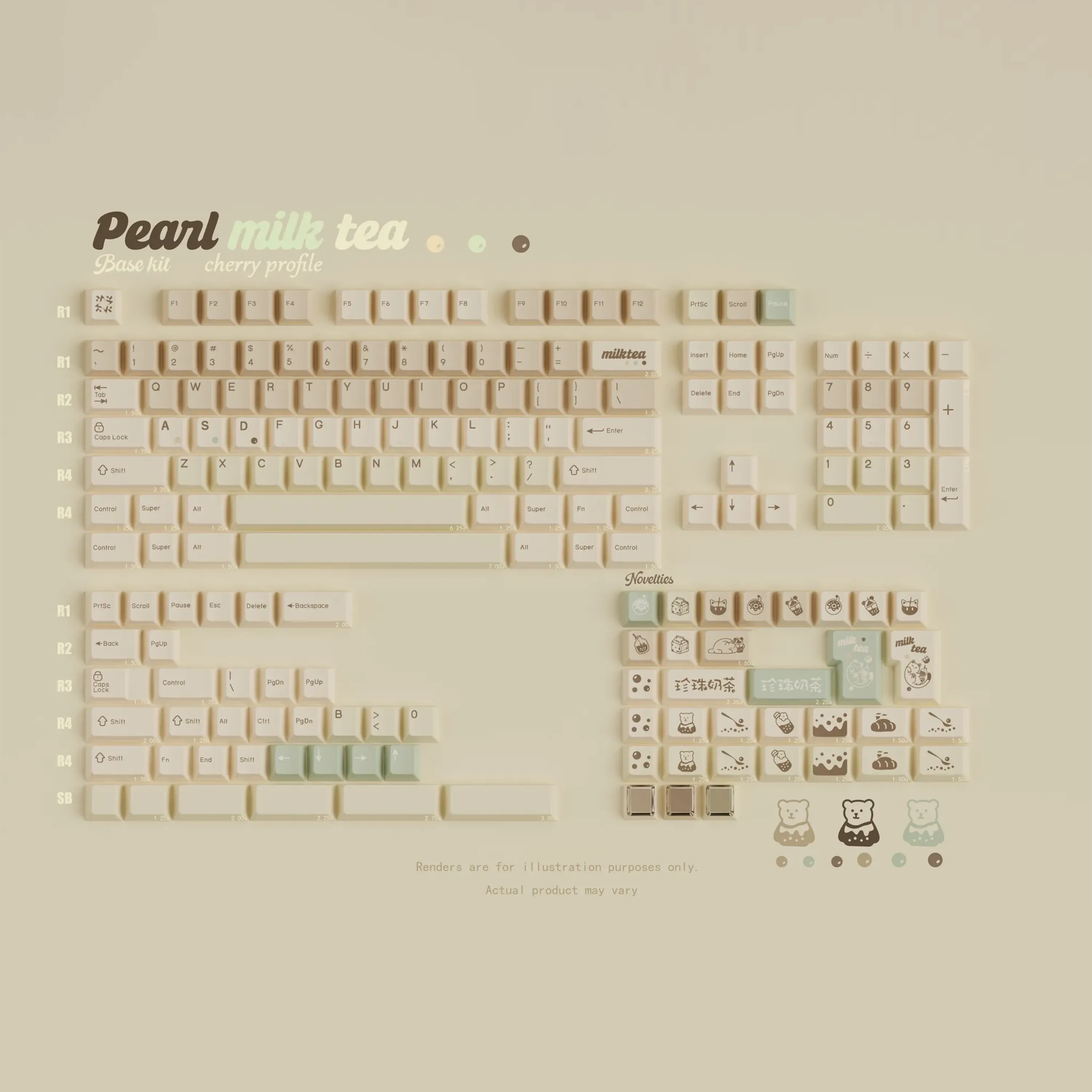 QK Pearl Milk Tea Keycaps