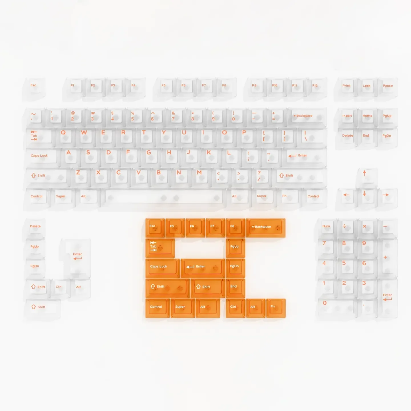 Translucent White Orange Keycaps - Image 3